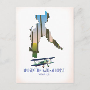 Bridger-teton nationaal bos, wyoming map briefkaart