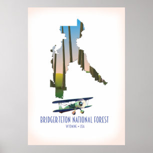 Bridger-teton national forest, wyoming kaart poster
