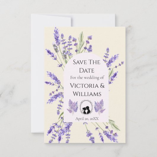 Bridgerton Inspired Regency Lavender Silhouette Save The Date (Voorkant)