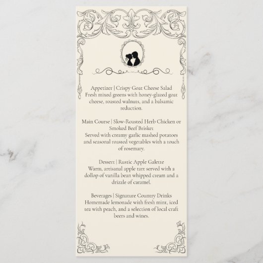 Bridgerton Inspired Regency Society Wedding Menu (Voorkant)