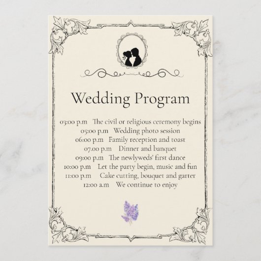 Bridgerton Inspired Regency Society Wedding Programmakaart (Voorkant)