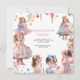 Bridgerton Theme Meisje Aankleden Verjaardagsfeest Kaart