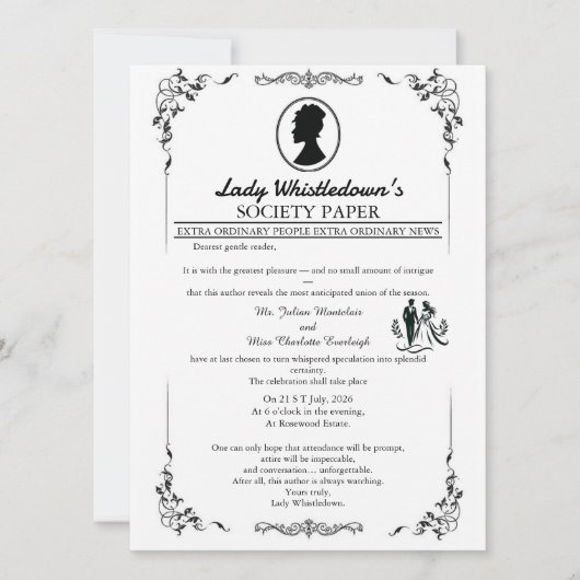 Bridgerton Wedding Invitation – Regency Style   Kaart (Voorkant)