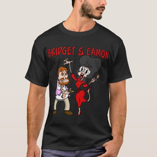 Bridget and Eamon RTE Irishelevision Cartoon Chara T-shirt (Voorkant)