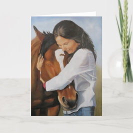 Bridget en haar Rescue Horse Art Wenskaart Kaart