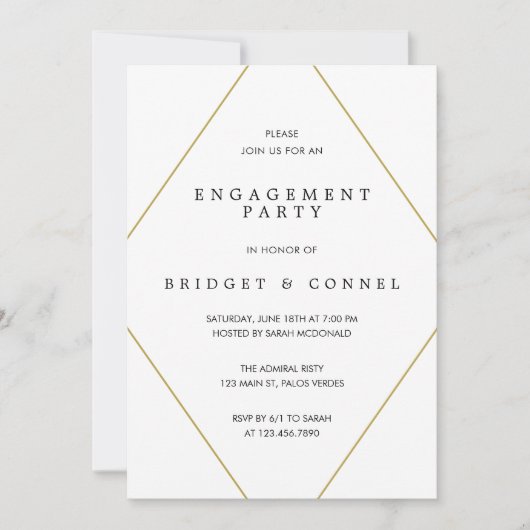 Bridget Geometric Modern Engagement Party Kaart (Voorkant)
