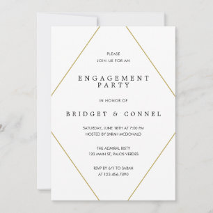 Bridget Geometric Modern Engagement Party Kaart