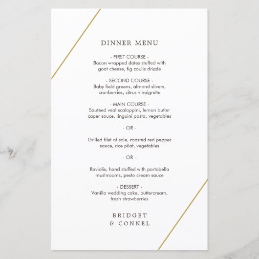Bridget Geometric Modern Wedding Menu (Voorkant)