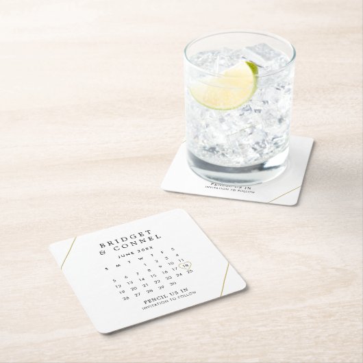 Bridget Geometric Modern Wedding Save the Date Kartonnen Onderzetters (Insitu)