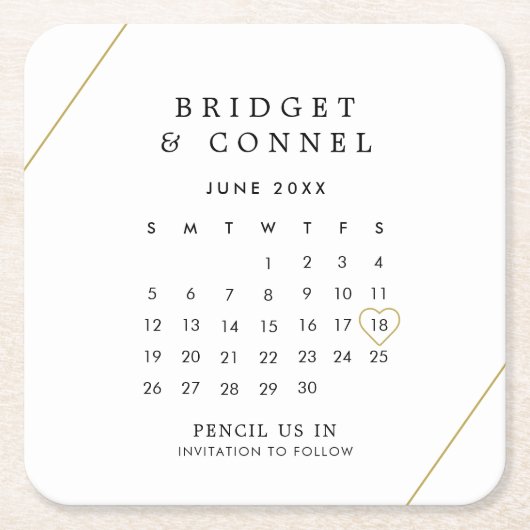 Bridget Geometric Modern Wedding Save the Date Kartonnen Onderzetters (Voorkant)