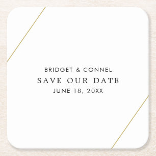 Bridget Geometric Modern Wedding Save the Date Kartonnen Onderzetters