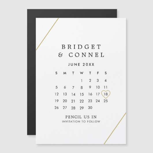 Bridget Geometric Modern Wedding Save the Date Magnetische Uitnodiging (Voorkant / Achterkant)