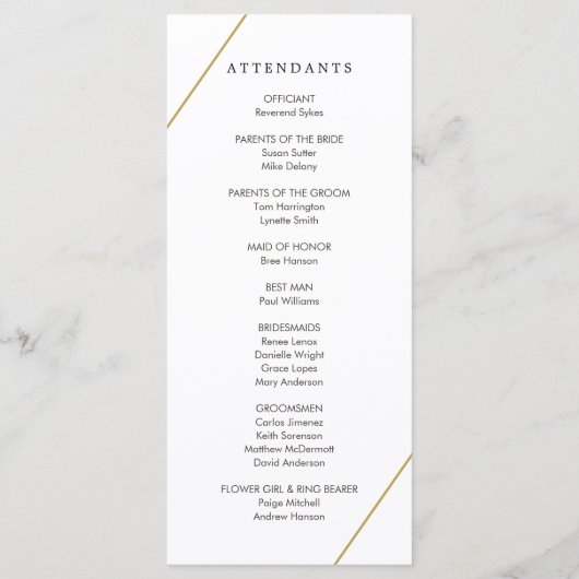 Bridget Geometrisch Modern Huwelijk Programmakaart (Achterkant)