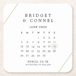 Bridget Geometrisch Modern Huwelijk Save the Date Kartonnen Onderzetters