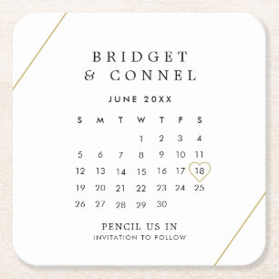 Bridget Geometrisch Modern Huwelijk Save the Date Kartonnen Onderzetters