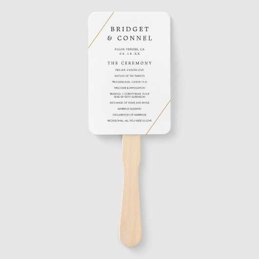 Bridget Geometrische Moderne Trouwprogramma Handwaaier (Voorkant)