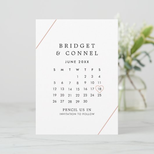 Bridget Roos Goud Geometrische Modern Wedding Save The Date (Staand voorkant)