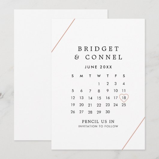 Bridget Roos Goud Geometrische Modern Wedding Save The Date (Voorkant / Achterkant)