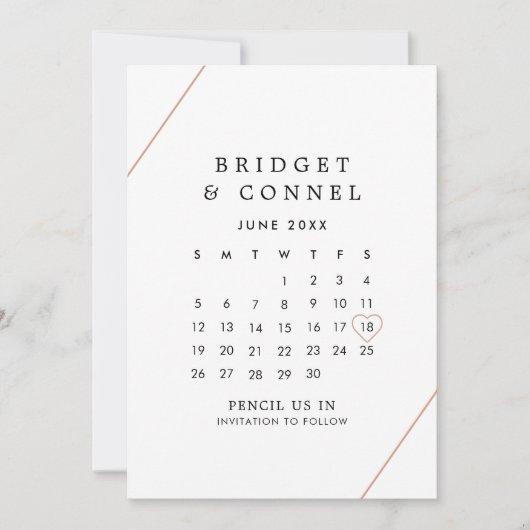 Bridget Rose Goud Geometrische Moderne Trouwdag Save The Date (Voorkant)