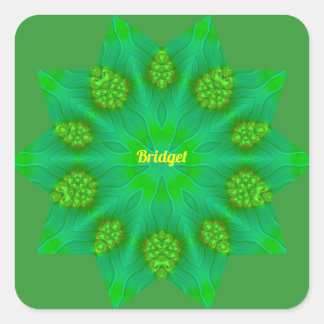 ~BRIDGET ~ WOW! ~ 10-punten Star ~ Green ~ Vierkante Sticker