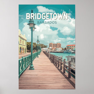 Bridgetown Barbados Illustratie Reis Kunst Retro Poster