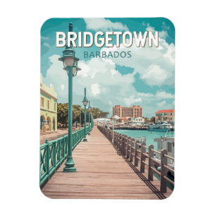 Bridgetown Barbados Illustratie Reizen Art Retro Magneet