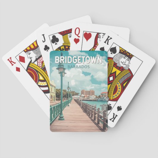 Bridgetown Barbados Illustratie Reizen Art Retro Pokerkaarten (Achterkant)