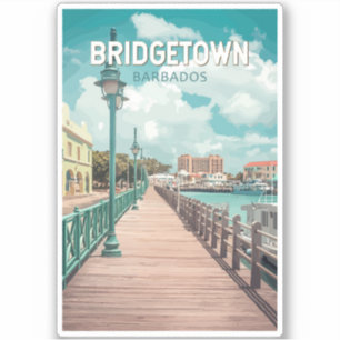 Bridgetown Barbados Illustratie Reizen Art Retro Sticker