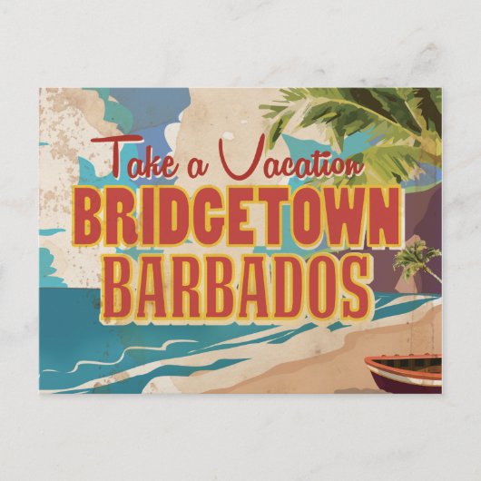 Bridgetown, Barbados Oude Reisposter Briefkaart (Voorkant)