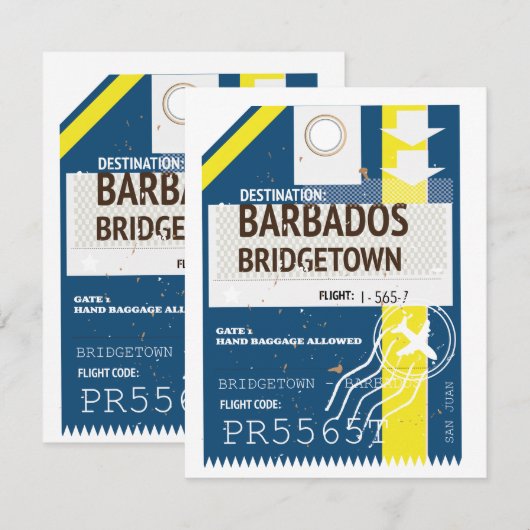 Bridgetown Barbados reis ticket (Voorkant / Achterkant)