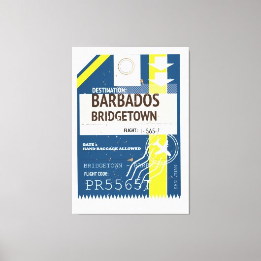 Bridgetown Barbados reis ticket Canvas Afdruk (Voorkant)