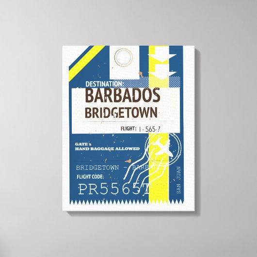 Bridgetown Barbados reis ticket Canvas Afdruk (Voorkant)