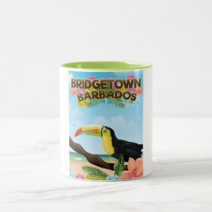 Bridgetown Barbados Toekan reisposter Tweekleurige Koffiemok