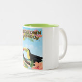 Bridgetown Barbados Toucan-reisposter Tweekleurige Koffiemok (Voorkant rechts)