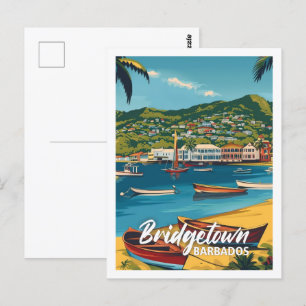 Bridgetown Barbados Vintage Beroemde Reisplaats Briefkaart