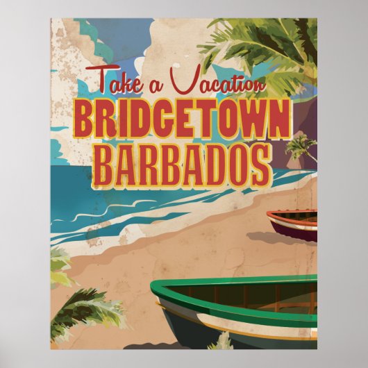 Bridgetown, Barbados Vintage Travel Poster. Poster (Voorkant)