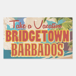 Bridgetown, Barbados Vintage Travel Poster Rechthoekige Sticker