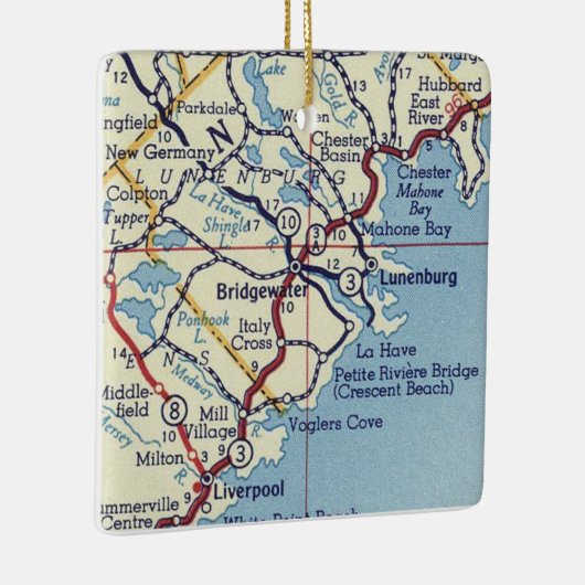 Bridgewater NS  Map Keramisch Ornament (Rechts)