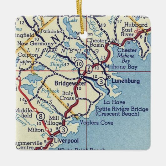 Bridgewater NS  Map Keramisch Ornament (Voorkant)