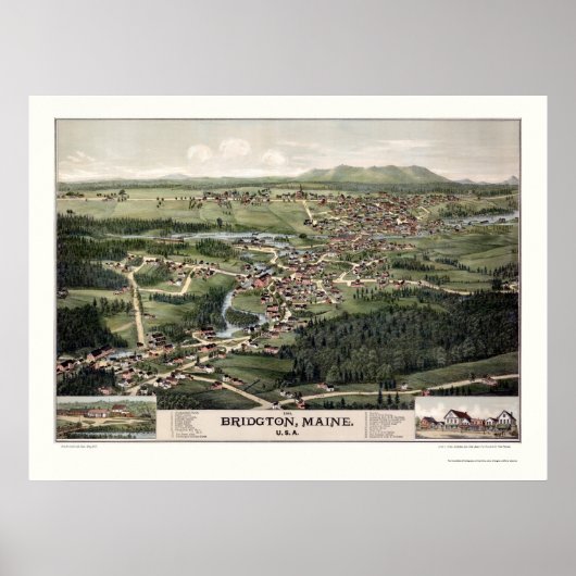 Bridgton, ME Panoramic Map - 1888 Poster (Voorkant)
