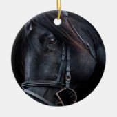 Bridled Black Stallion Face Keramisch Ornament (Voorkant)