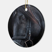 Bridled Black Stallion Face Keramisch Ornament (Links)