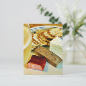 Brie Cheese Salmon Roked Pate Crackers Champagne Briefkaart (Staand voorkant)