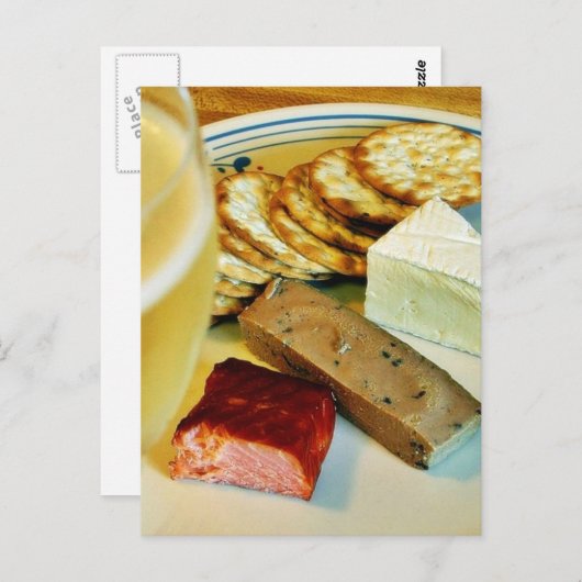 Brie Cheese Salmon Roked Pate Crackers Champagne Briefkaart (Voorkant / Achterkant)