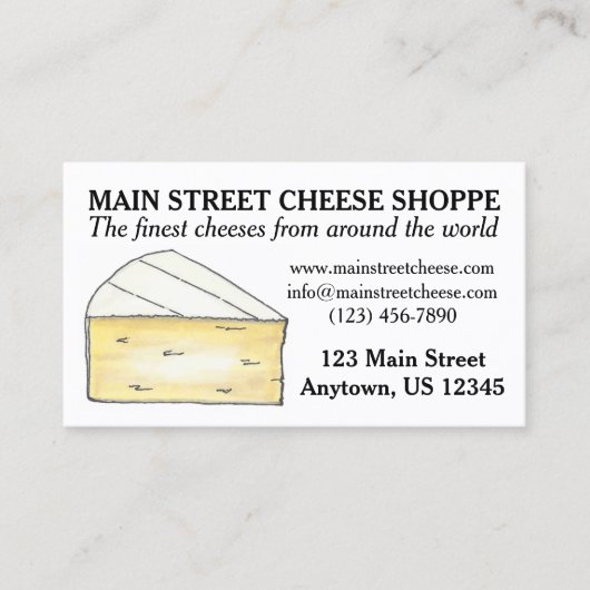 Brie Cheese Shoppe Shop Food Business Chef Foodie Visitekaartje (Voorkant)