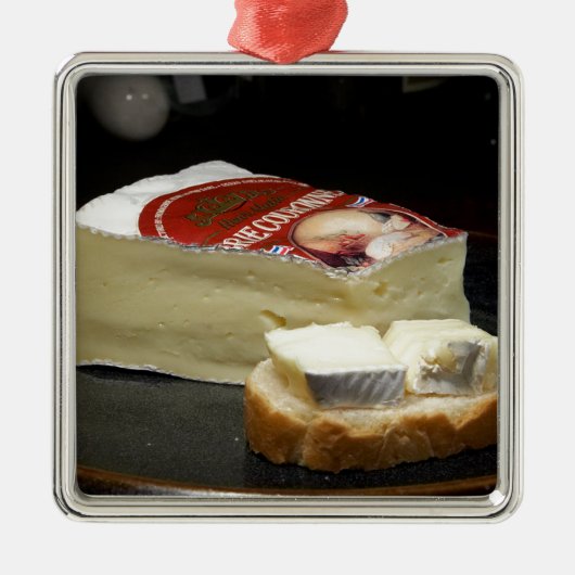 Brie-kaasontwerp Metalen Ornament (Voorkant)