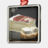 Brie-kaasontwerp Metalen Ornament (Links)