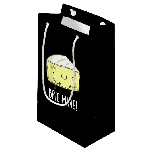 Brie Mine Funny Cheese Pun Dark BG Klein Cadeauzakje (Voorkant Gekanteld)