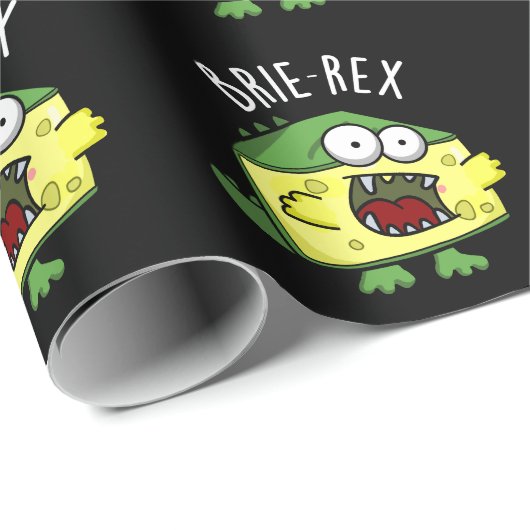 Brie-rex Funny Cheese TRex Pun Dark BG Cadeaupapier (Rol Hoek)