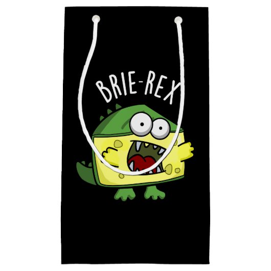 Brie-rex Funny Cheese TRex Pun Dark BG Klein Cadeauzakje (Voorkant)